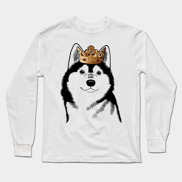 Alaskan Klee Kai Dog King Queen Wearing Crown Long Sleeve T-Shirt by millersye